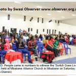Inside Mbabane Alliance church where the father's service was held.